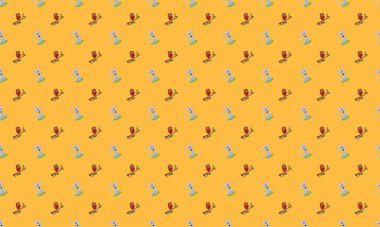 Farklı aksesuarlara sahip renkli arkaplan