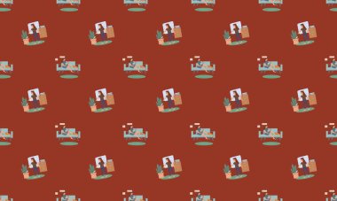 Farklı aksesuarlara sahip renkli arkaplan