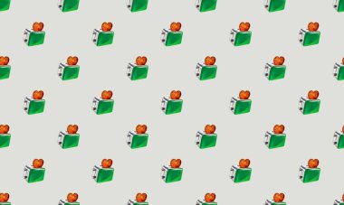 Farklı aksesuarlara sahip renkli arkaplan