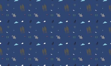 Farklı aksesuarlara sahip renkli arkaplan