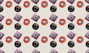 Farklı aksesuarlara sahip renkli arkaplan