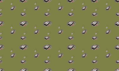 Farklı aksesuarlara sahip renkli arkaplan