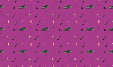 Farklı aksesuarlara sahip renkli arkaplan