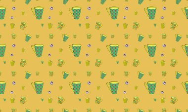 Farklı aksesuarlara sahip renkli arkaplan