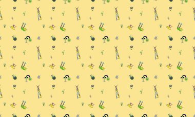 Farklı aksesuarlara sahip renkli arkaplan