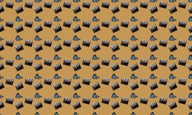 Farklı aksesuarlara sahip renkli arkaplan