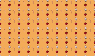 Farklı aksesuarlara sahip renkli arkaplan