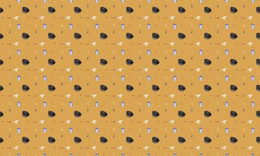 Farklı aksesuarlara sahip renkli arkaplan