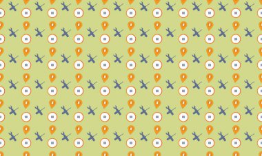 Farklı aksesuarlara sahip renkli arkaplan