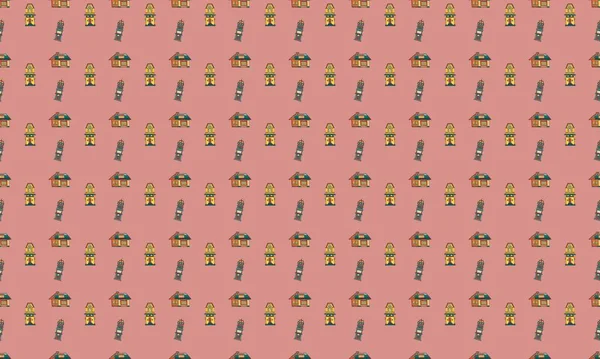 Farklı aksesuarlara sahip renkli arkaplan