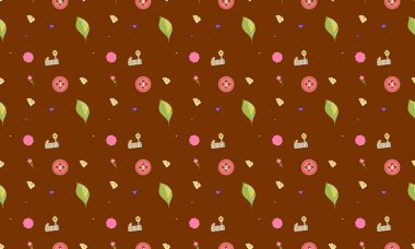 Farklı aksesuarlara sahip renkli arkaplan