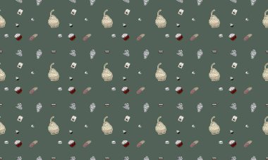 Farklı aksesuarlara sahip renkli arkaplan