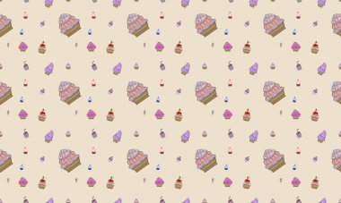 Farklı aksesuarlara sahip renkli arkaplan