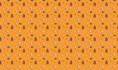 Farklı aksesuarlara sahip renkli arkaplan