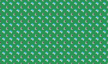 Farklı aksesuarlara sahip renkli arkaplan