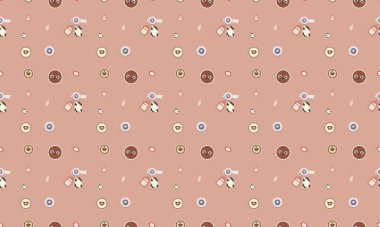 Farklı aksesuarlara sahip renkli arkaplan