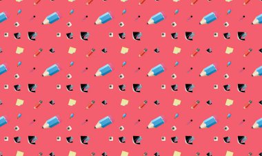 Farklı aksesuarlara sahip renkli arkaplan