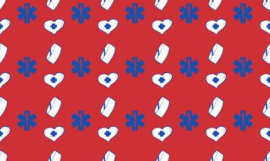 Farklı aksesuarlara sahip renkli arkaplan