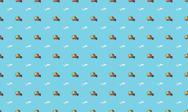 Farklı aksesuarlara sahip renkli arkaplan