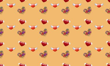 Farklı aksesuarlara sahip renkli arkaplan