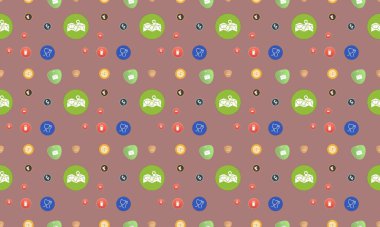 Farklı aksesuarlara sahip renkli arkaplan