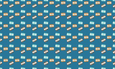 Farklı aksesuarlara sahip renkli arkaplan