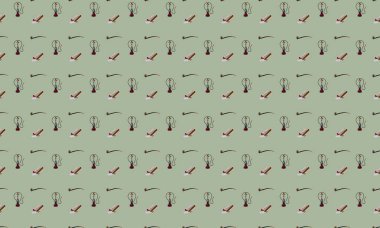 Farklı aksesuarlara sahip renkli arkaplan