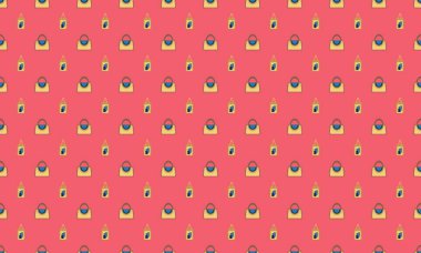 Farklı aksesuarlara sahip renkli arkaplan