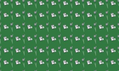 Farklı aksesuarlara sahip renkli arkaplan