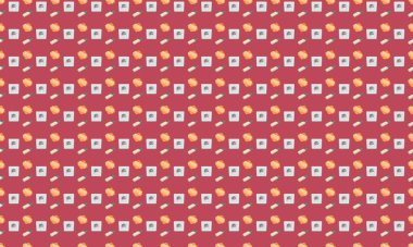 Farklı aksesuarlara sahip renkli arkaplan