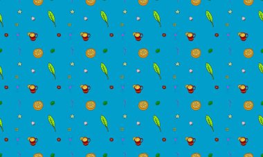 Farklı aksesuarlara sahip renkli arkaplan