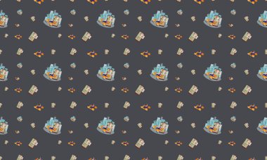 Farklı aksesuarlara sahip renkli arkaplan