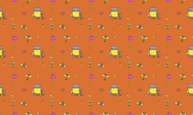 Farklı aksesuarlara sahip renkli arkaplan