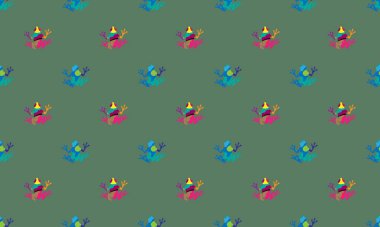 Farklı aksesuarlara sahip renkli arkaplan