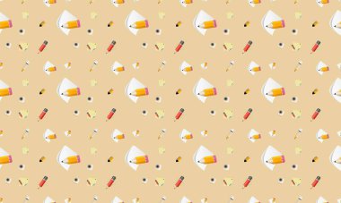 Farklı aksesuarlara sahip renkli arkaplan