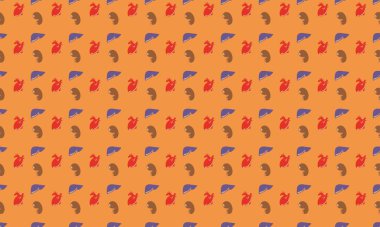 Farklı aksesuarlara sahip renkli arkaplan