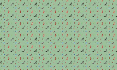 Farklı aksesuarlara sahip renkli arkaplan