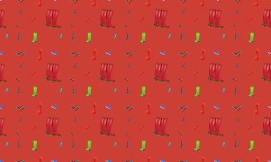 Farklı aksesuarlara sahip renkli arkaplan