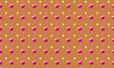 Farklı aksesuarlara sahip renkli arkaplan