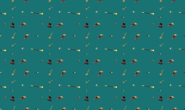 Farklı aksesuarlara sahip renkli arkaplan