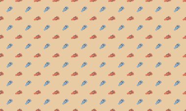 Farklı aksesuarlara sahip renkli arkaplan