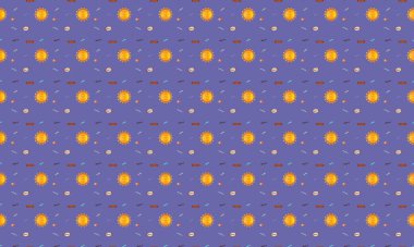 Farklı aksesuarlara sahip renkli arkaplan