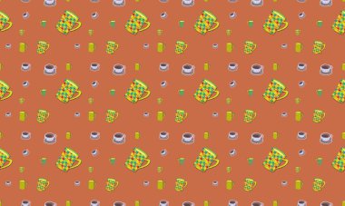 Farklı aksesuarlara sahip renkli arkaplan