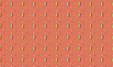 Farklı aksesuarlara sahip renkli arkaplan