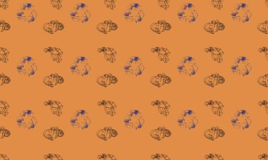 Farklı aksesuarlara sahip renkli arkaplan