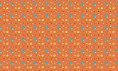 Farklı aksesuarlara sahip renkli arkaplan