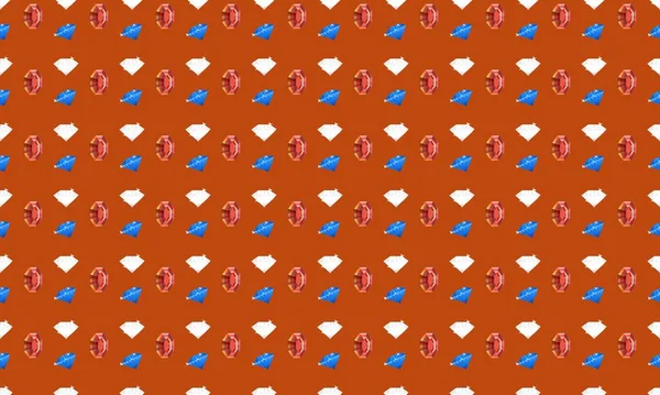 Farklı aksesuarlara sahip renkli arkaplan