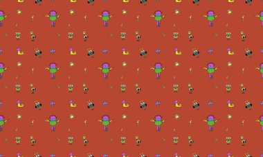 Farklı aksesuarlara sahip renkli arkaplan