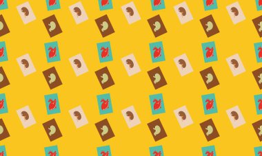 Farklı aksesuarlara sahip renkli arkaplan