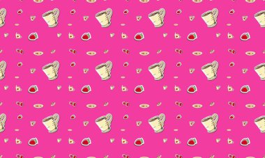 Farklı aksesuarlara sahip renkli arkaplan